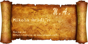 Mikola Arián névjegykártya